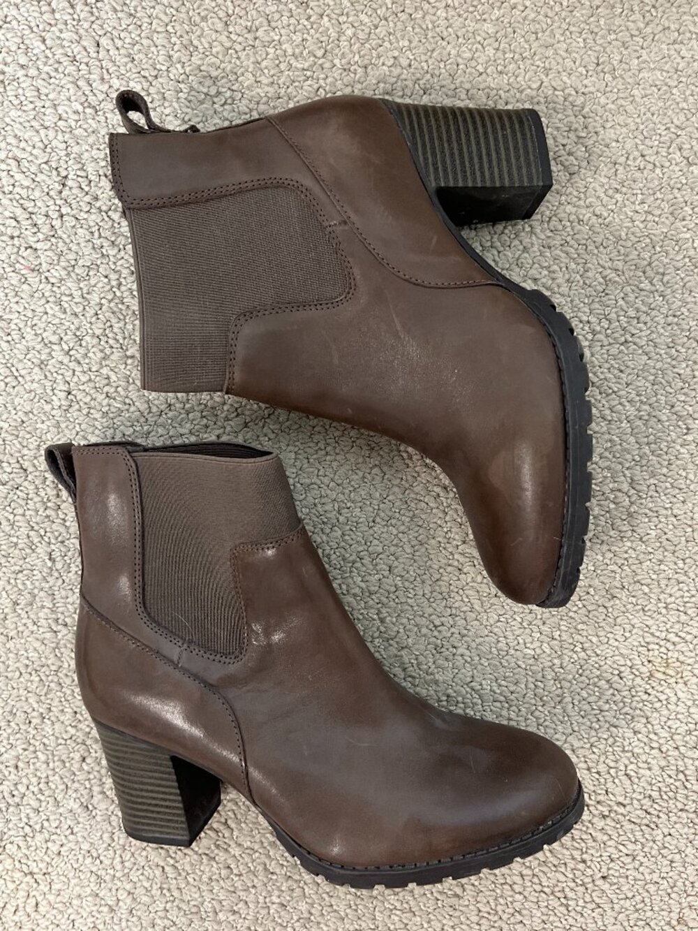 Clarks Brown Boot with Heel Size 8 Comfort with Rubber Sole